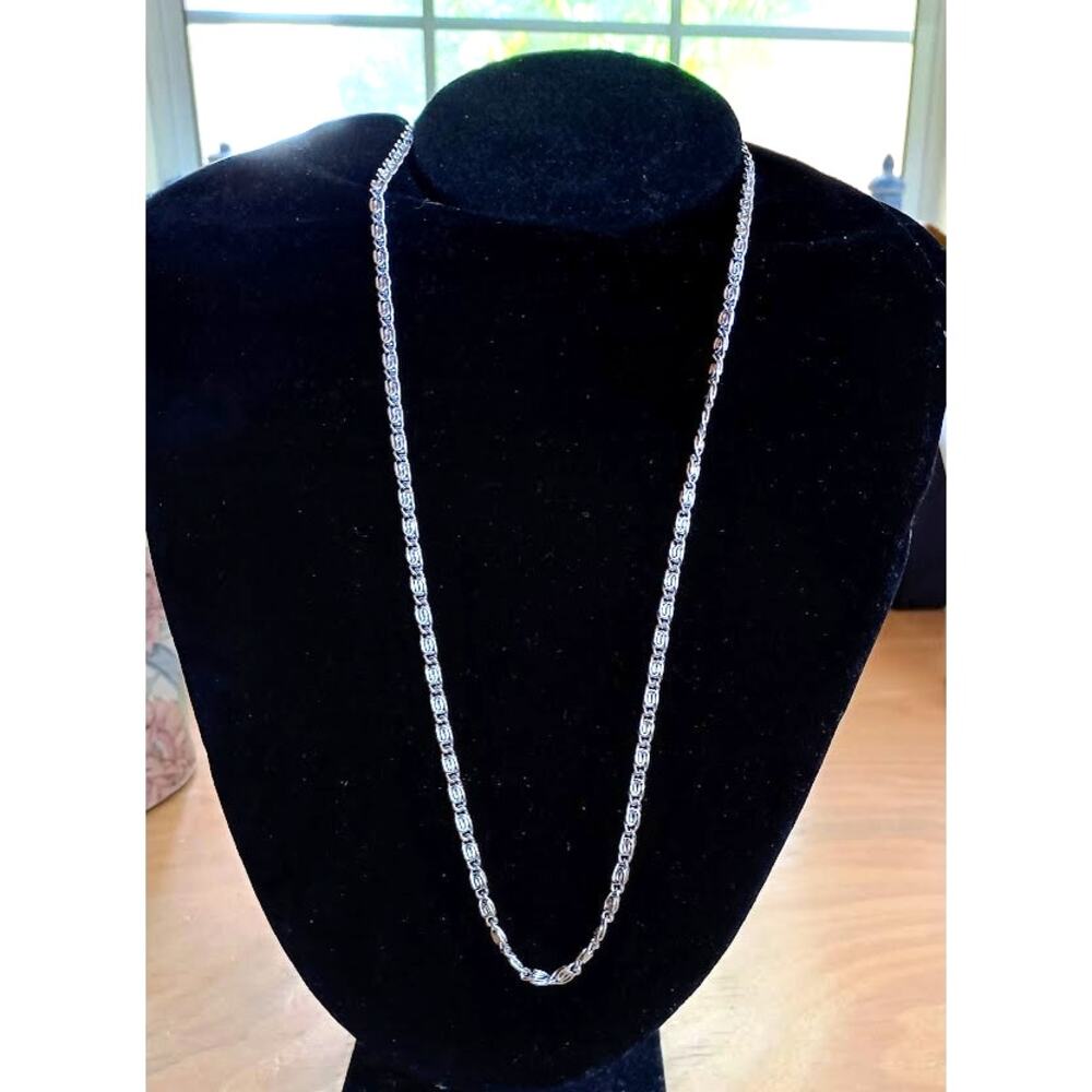Vintage Silver-Plated Byzantine Chain 23" Long Barrel Clasp